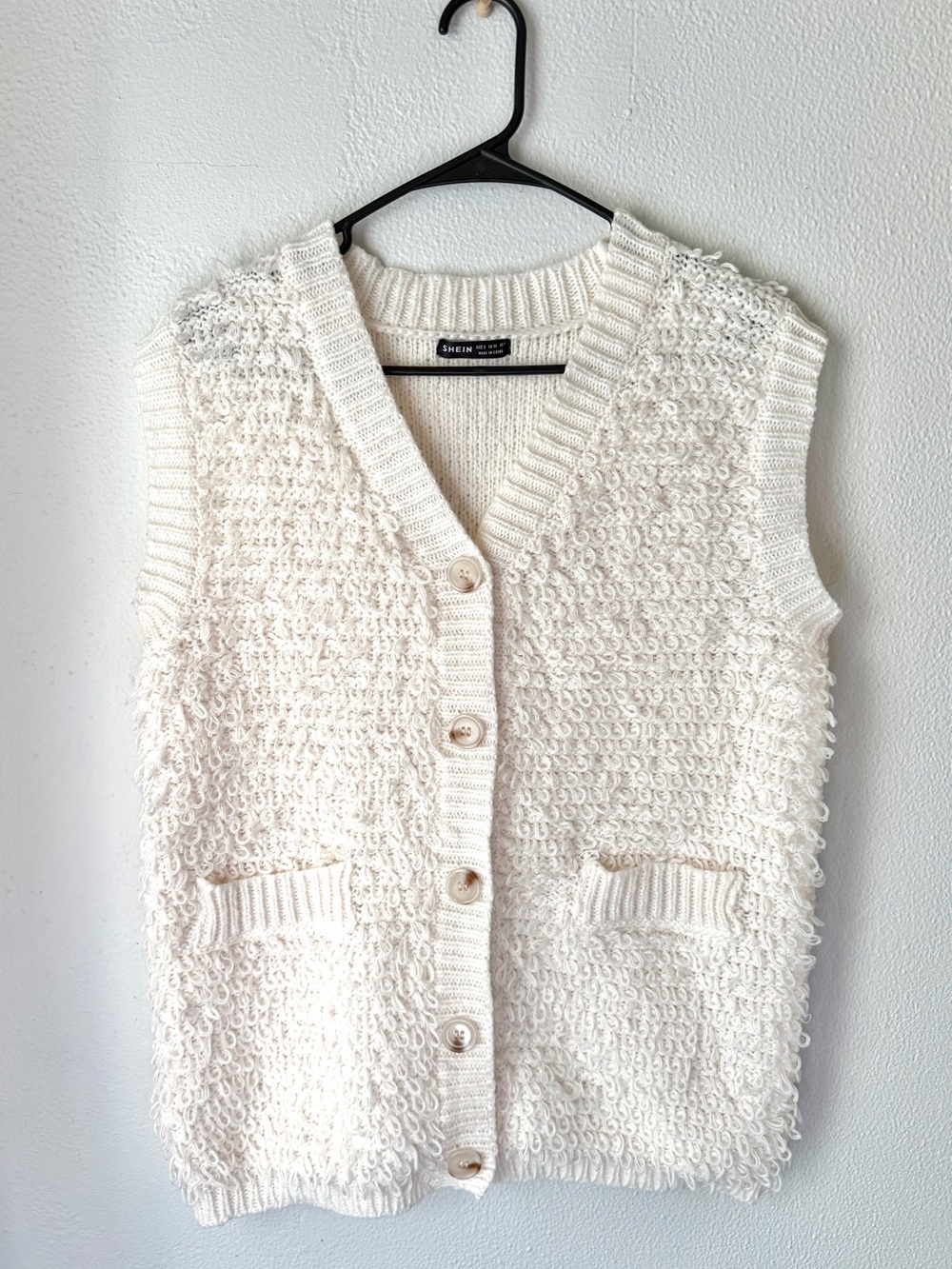 Fuzzy Cardigan Sweater Vest